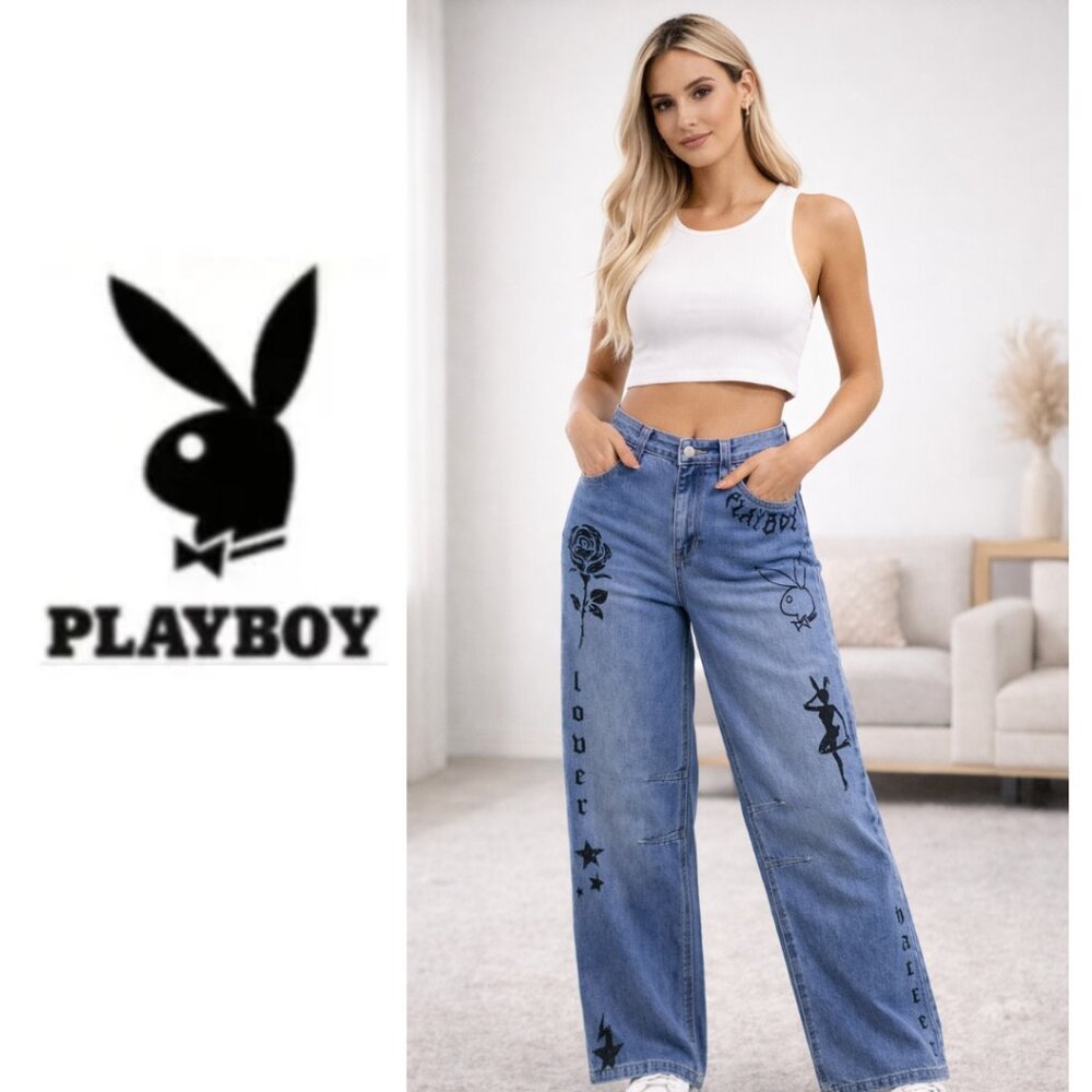 NWT Playboy Bunny Wide Leg Lover Hater Rose Jeans (Size 9)
